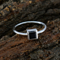 Black Onyx Solitaire Korean Silver Black Gems Elegant  Luxurious Ring Jewellery