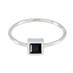 Black Onyx Solitaire Korean Silver Black Gems Elegant  Luxurious Ring Jewellery