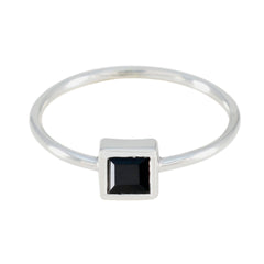 Black Onyx Solitaire Korean Silver Black Gems Elegant  Luxurious Ring Jewellery