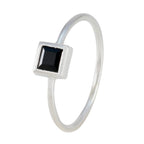 Black Onyx Solitaire Korean Silver Black Gems Elegant  Luxurious Ring Jewellery