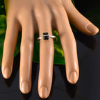 Black Onyx Solitaire Japanese 92.5 Silver Black Gemstone Dainty Luxurious Ring Jewelry