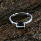 Black Onyx Solitaire Japanese 92.5 Silver Black Gemstone Dainty Luxurious Ring Jewelry