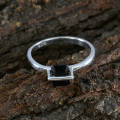 Black Onyx Solitaire Japanese 92.5 Silver Black Gemstone Dainty Luxurious Ring Jewelry