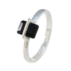 Black Onyx Solitaire Japanese 92.5 Silver Black Gemstone Dainty Luxurious Ring Jewelry