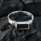 Black Onyx Solitaire German 92.5 Silver Black Gemstones Minimal Contemporary Ring Jewelry