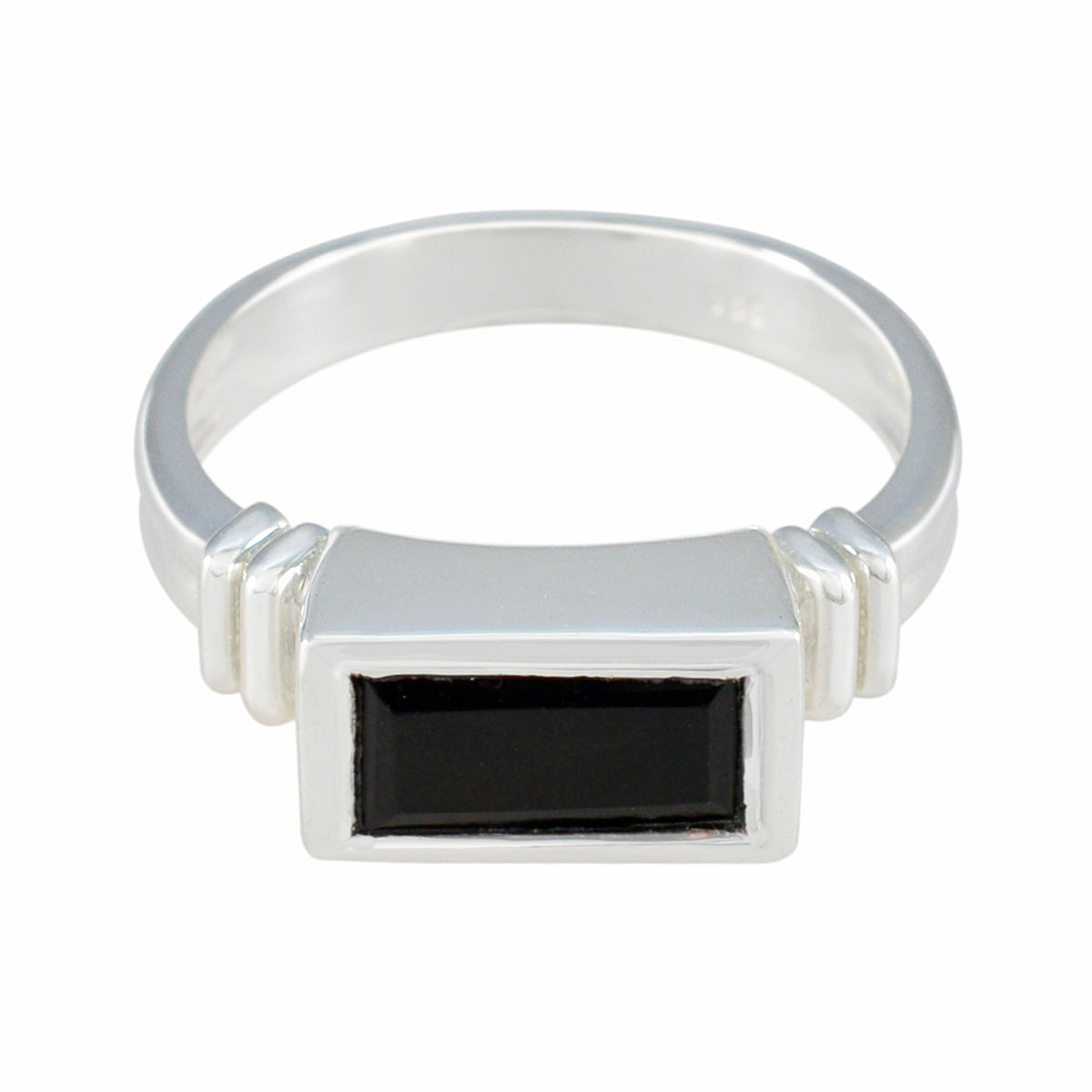 Black Onyx Solitaire German 92.5 Silver Black Gemstones Minimal Contemporary Ring Jewelry