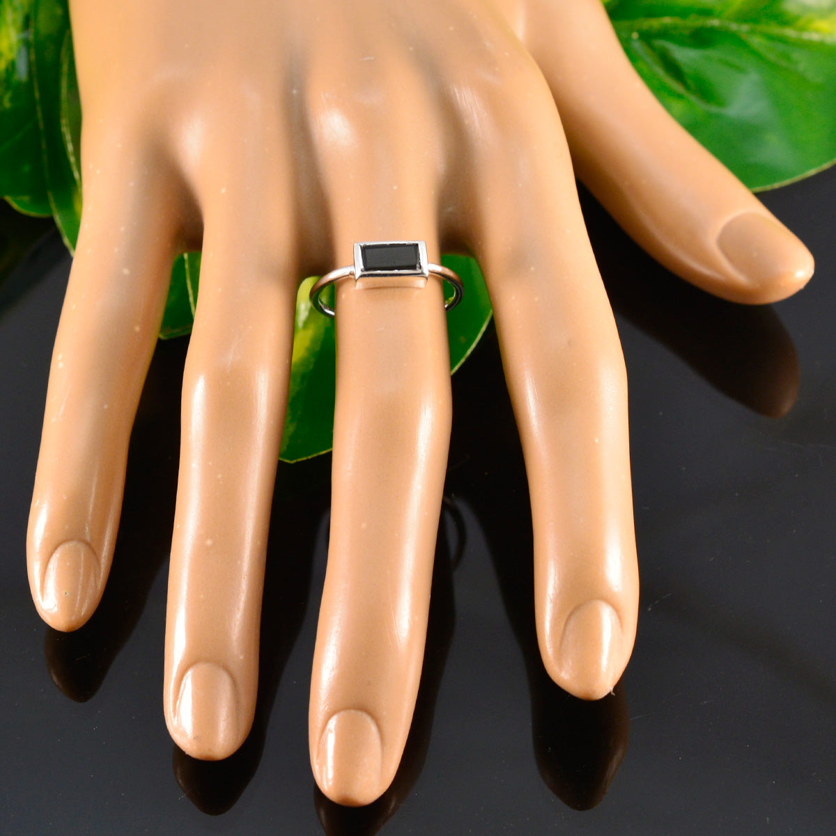 Black Onyx Solitaire Turkish Silver Black Gemstones Delicate Sophisticated Ring Jewelry