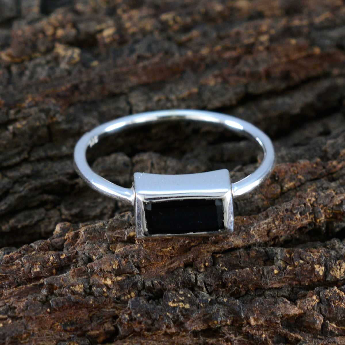 Black Onyx Solitaire Turkish Silver Black Gemstones Delicate Sophisticated Ring Jewelry