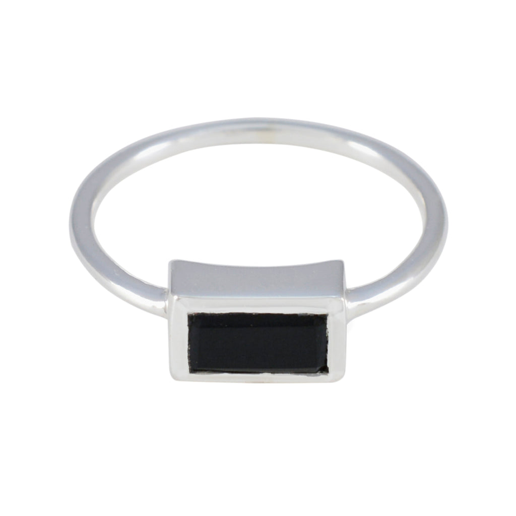 Black Onyx Solitaire Turkish Silver Black Gemstones Delicate Sophisticated Ring Jewelry