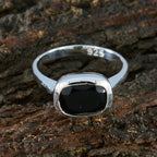 Black Onyx Solitaire French 925 Sterling Silver Black Gemstones Slim Artisan Ring Jewelry
