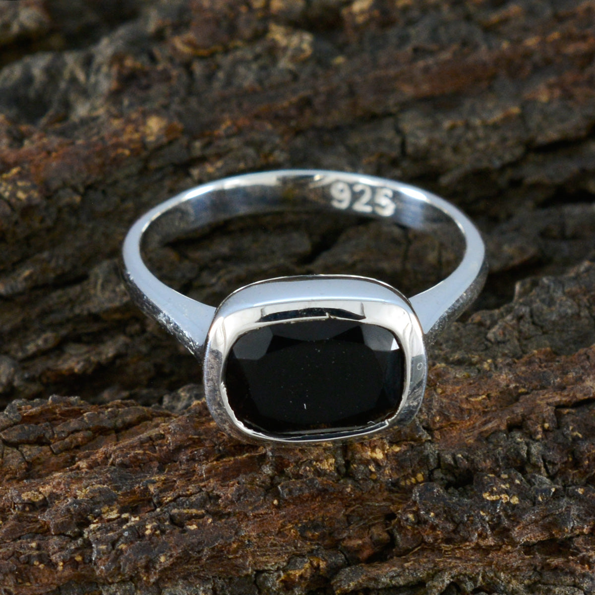 Black Onyx Solitaire French 925 Sterling Silver Black Gemstones Slim Artisan Ring Jewelry