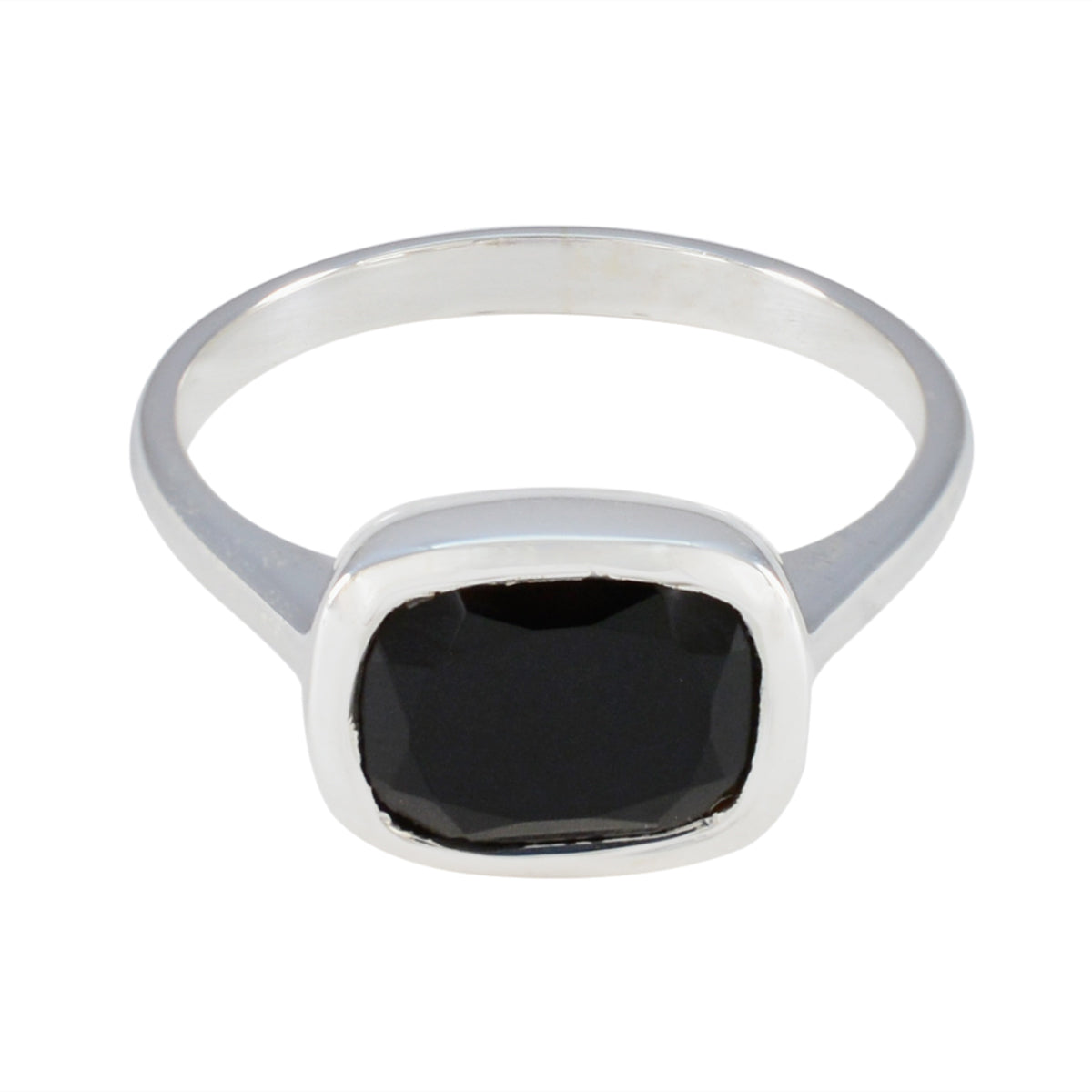Black Onyx Solitaire French 925 Sterling Silver Black Gemstones Slim Artisan Ring Jewelry