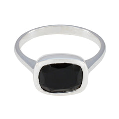 Black Onyx Solitaire French 925 Sterling Silver Black Gemstones Slim Artisan Ring Jewelry