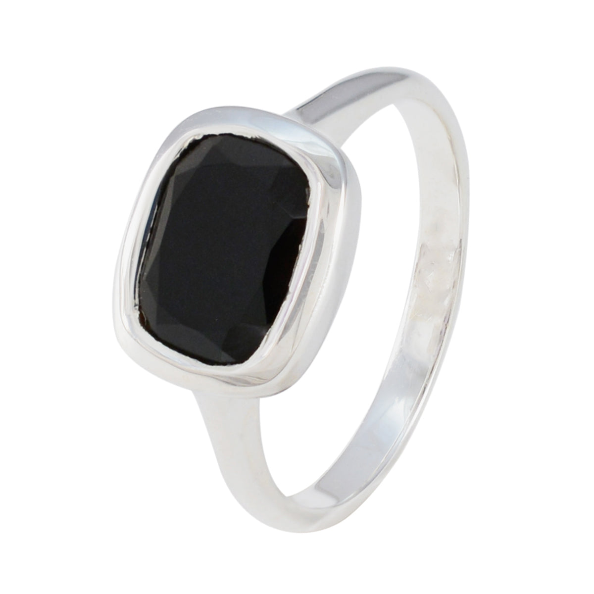 Black Onyx Solitaire French 925 Sterling Silver Black Gemstones Slim Artisan Ring Jewelry