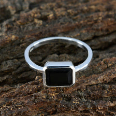 Black Onyx Solitaire American 92.5 Silver Black Gemstone Dainty Luxurious Ring Jewellery