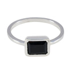 Black Onyx Solitaire American 92.5 Silver Black Gemstone Dainty Luxurious Ring Jewellery