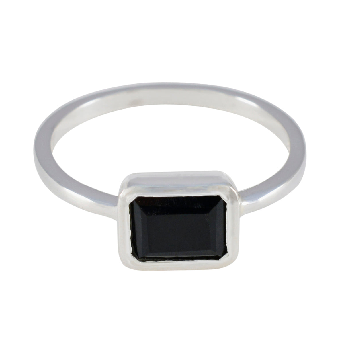 Black Onyx Solitaire American 92.5 Silver Black Gemstone Dainty Luxurious Ring Jewellery