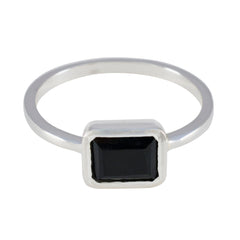 Black Onyx Solitaire American 92.5 Silver Black Gemstone Dainty Luxurious Ring Jewellery