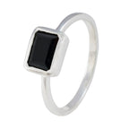 Black Onyx Solitaire American 92.5 Silver Black Gemstone Dainty Luxurious Ring Jewellery