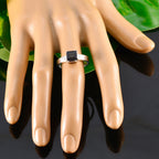 Black Onyx Solitaire Indian 925 Sterling Silver Black Gems Slim Trendy Ring Jewelry
