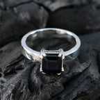 Black Onyx Solitaire Indian 925 Sterling Silver Black Gems Slim Trendy Ring Jewelry