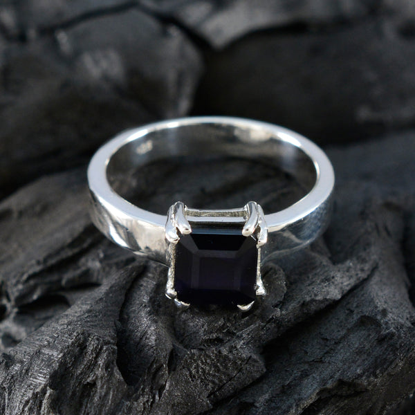 Black Onyx Solitaire Indian 925 Sterling Silver Black Gems Slim Trendy Ring Jewelry