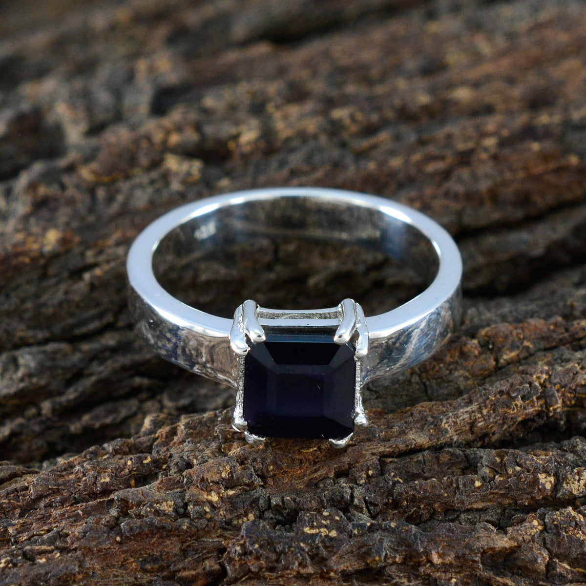 Black Onyx Solitaire Indian 925 Sterling Silver Black Gems Slim Trendy Ring Jewelry