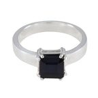 Black Onyx Solitaire Indian 925 Sterling Silver Black Gems Slim Trendy Ring Jewelry