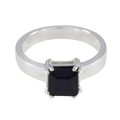 Black Onyx Solitaire Indian 925 Sterling Silver Black Gems Slim Trendy Ring Jewelry