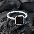 Black Onyx Solitaire African 925 Silver Black Gemstones Featherlight Luxurious Ring Jewelry