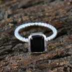 Black Onyx Solitaire African 925 Silver Black Gemstones Featherlight Luxurious Ring Jewelry