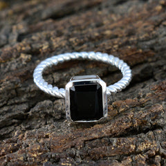 Black Onyx Solitaire African 925 Silver Black Gemstones Featherlight Luxurious Ring Jewelry