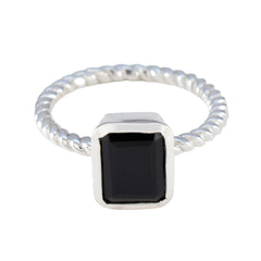 Black Onyx Solitaire African 925 Silver Black Gemstones Featherlight Luxurious Ring Jewelry