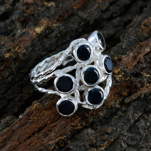 Black Onyx Hepta German Silver Black Gemstone Minimal Glamorous Ring Jewellery
