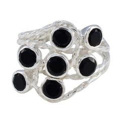 Black Onyx Hepta German Silver Black Gemstone Minimal Glamorous Ring Jewellery