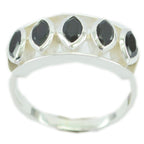 Black Onyx Penta Moroccan 92.5 Silver Black Gemstones Slim Feminine Ring Jewellery