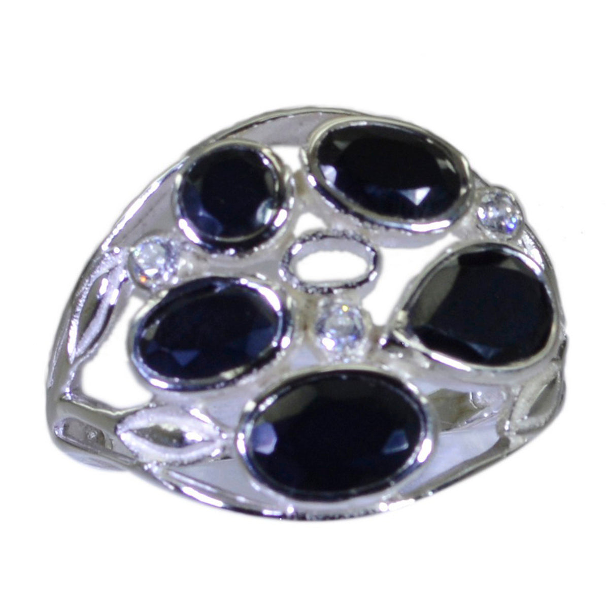 Black Onyx Penta Moroccan 925 Sterling Silver Black Gemstones Slim Feminine Ring Jewellery