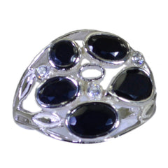 Black Onyx Penta Moroccan 925 Sterling Silver Black Gemstones Slim Feminine Ring Jewellery