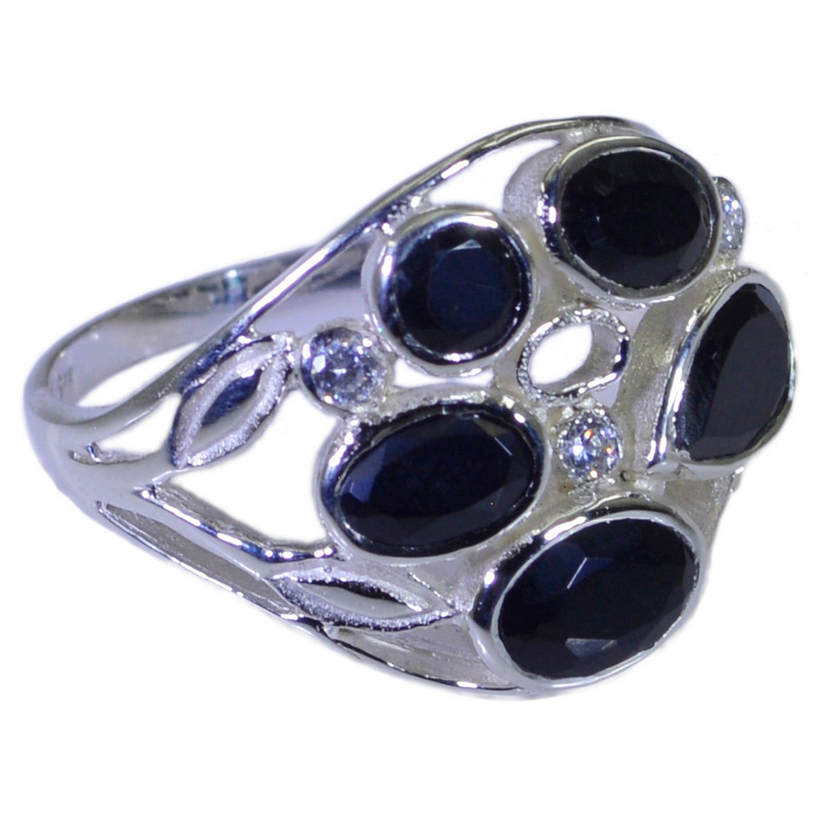 Zwarte Onyx Penta Marokkaanse 925 Sterling Zilver Zwarte Edelstenen Slanke Vrouwelijke Ring Sieraden Secundaire afbeelding