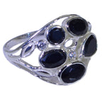 Black Onyx Penta Moroccan 925 Sterling Silver Black Gemstones Slim Feminine Ring Jewellery