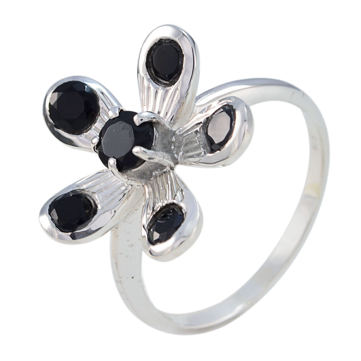 Black Onyx Hexa Moroccan Sterling Silver Black Gems Minimal Fairytale Ring Jewelry