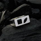 Black Onyx Toi et Moi German Sterling Silver Black Gemstone Tiny Boho Ring Jewelry