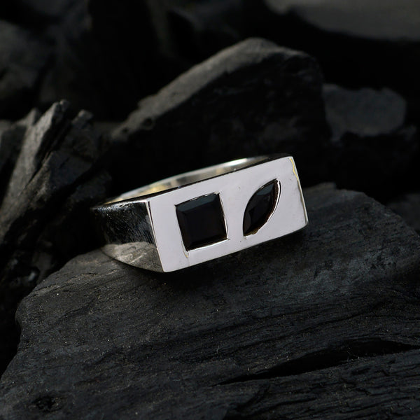 Black Onyx Toi et Moi German Sterling Silver Black Gemstone Tiny Boho Ring Jewelry
