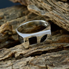 Black Onyx Toi et Moi German Sterling Silver Black Gemstone Tiny Boho Ring Jewelry