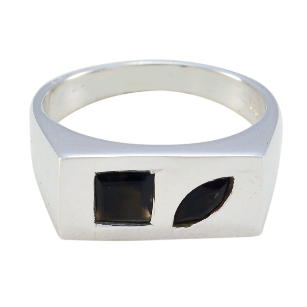 Black Onyx Toi et Moi German Sterling Silver Black Gemstone Tiny Boho Ring Jewelry Imagen principal del producto