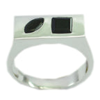 Black Onyx Toi et Moi German Sterling Silver Black Gemstone Tiny Boho Ring Jewelry