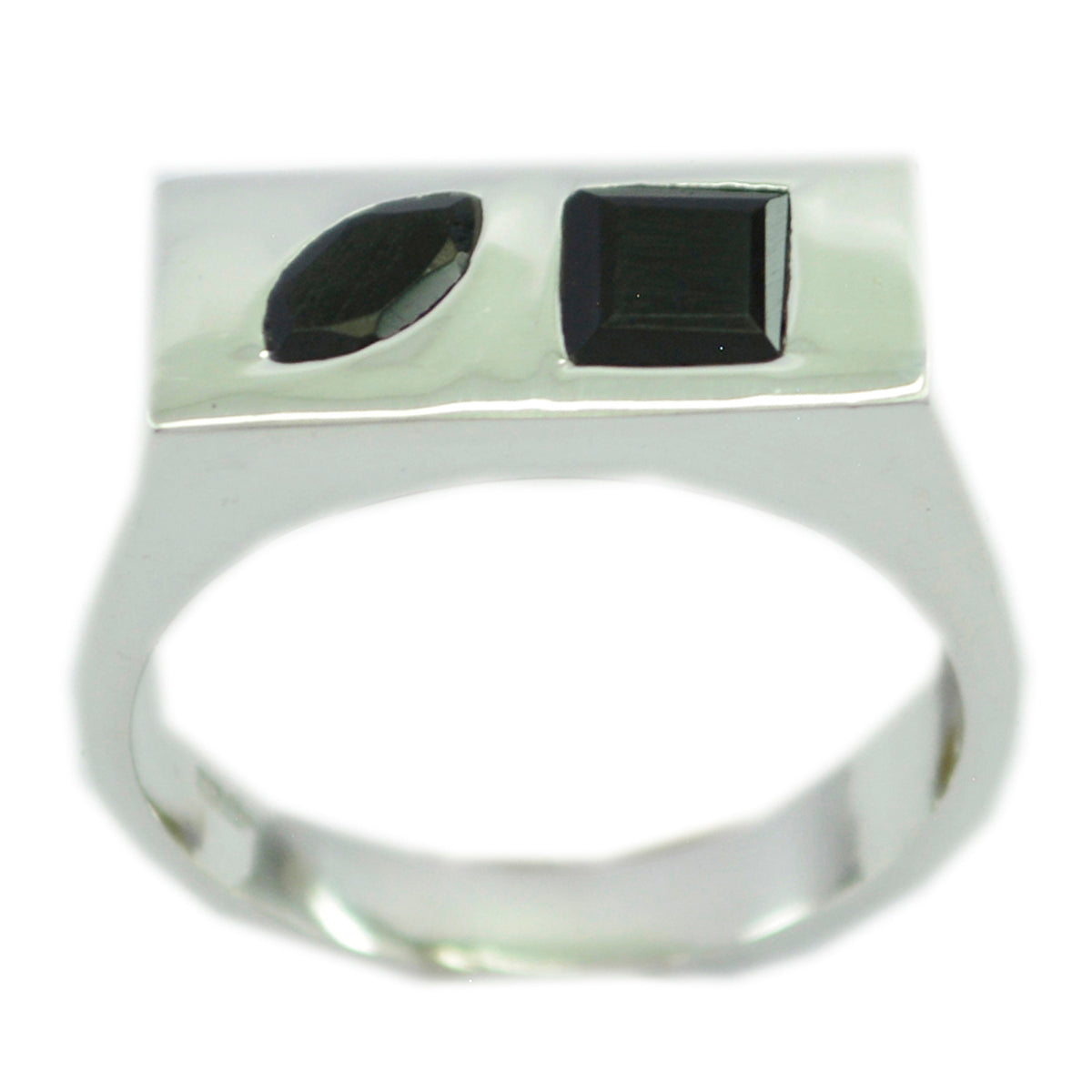 Black Onyx Toi et Moi German Sterling Silver Black Gemstone Tiny Boho Ring Jewelry