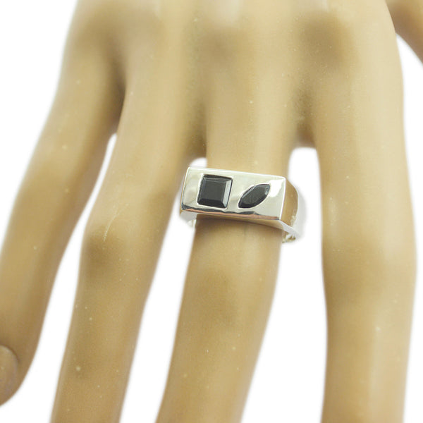 Black Onyx Toi et Moi German Sterling Silver Black Gemstone Tiny Boho Ring Jewelry