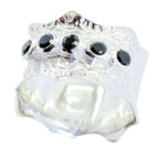 Black Onyx Penta African Silver Black Gemstone Mid weight Vintage Band Jewelry