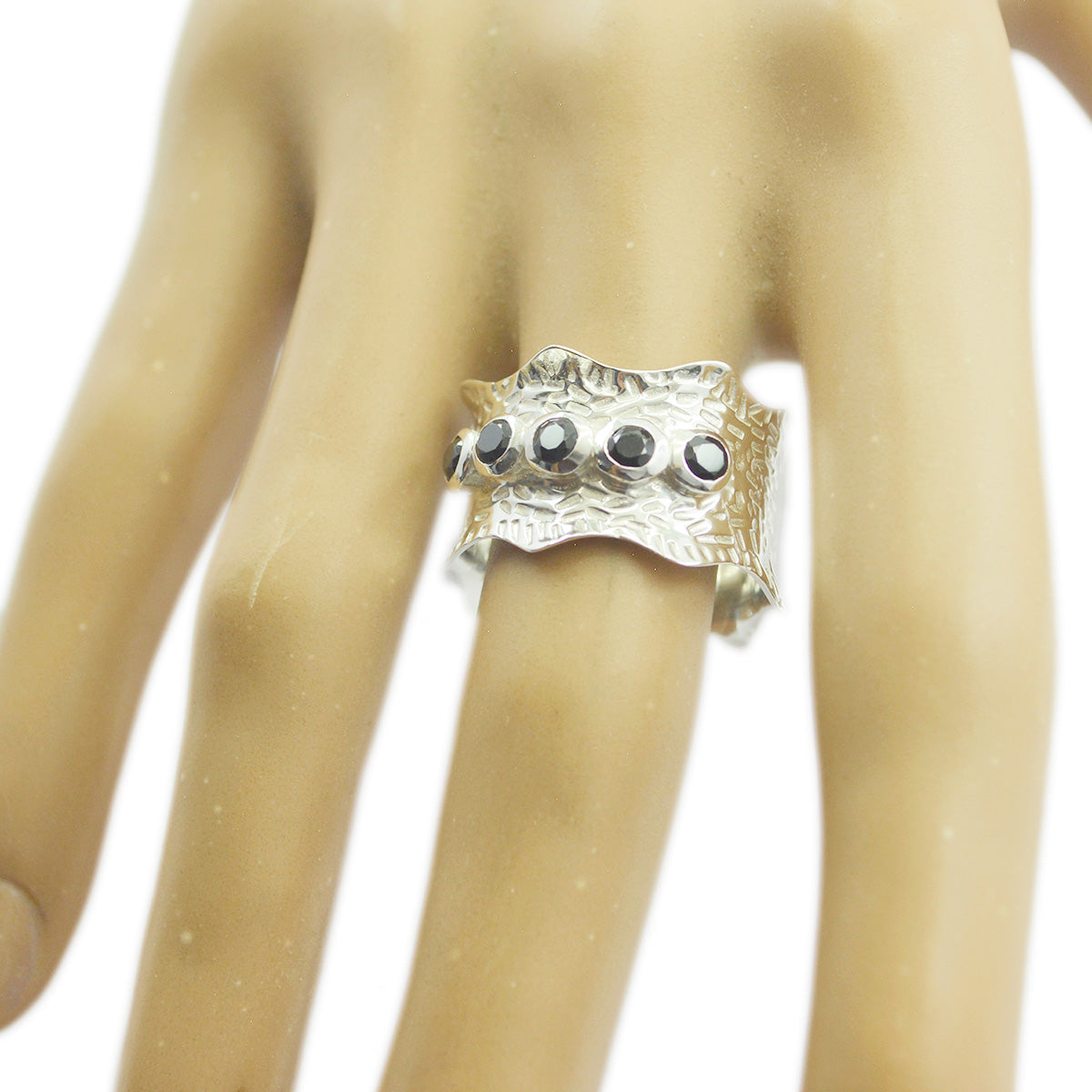 Svart Onyx Penta Afrikansk Silver Svart Ädelsten Medeltung Vintage Armbandssmycken Sekundär produktbild